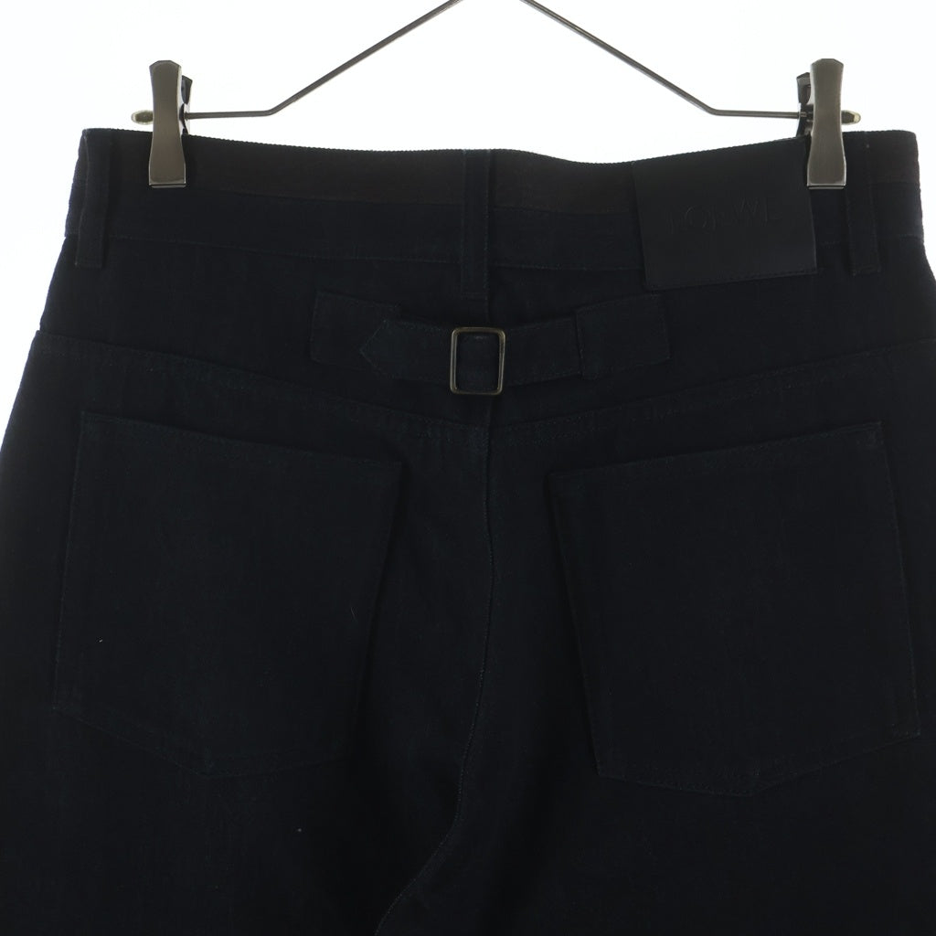 LOEWE(ロエベ) TURN UP JEANS ターンアップ ロールアップ ロゴデザイン デニムパンツ ブラック H526Y11X90