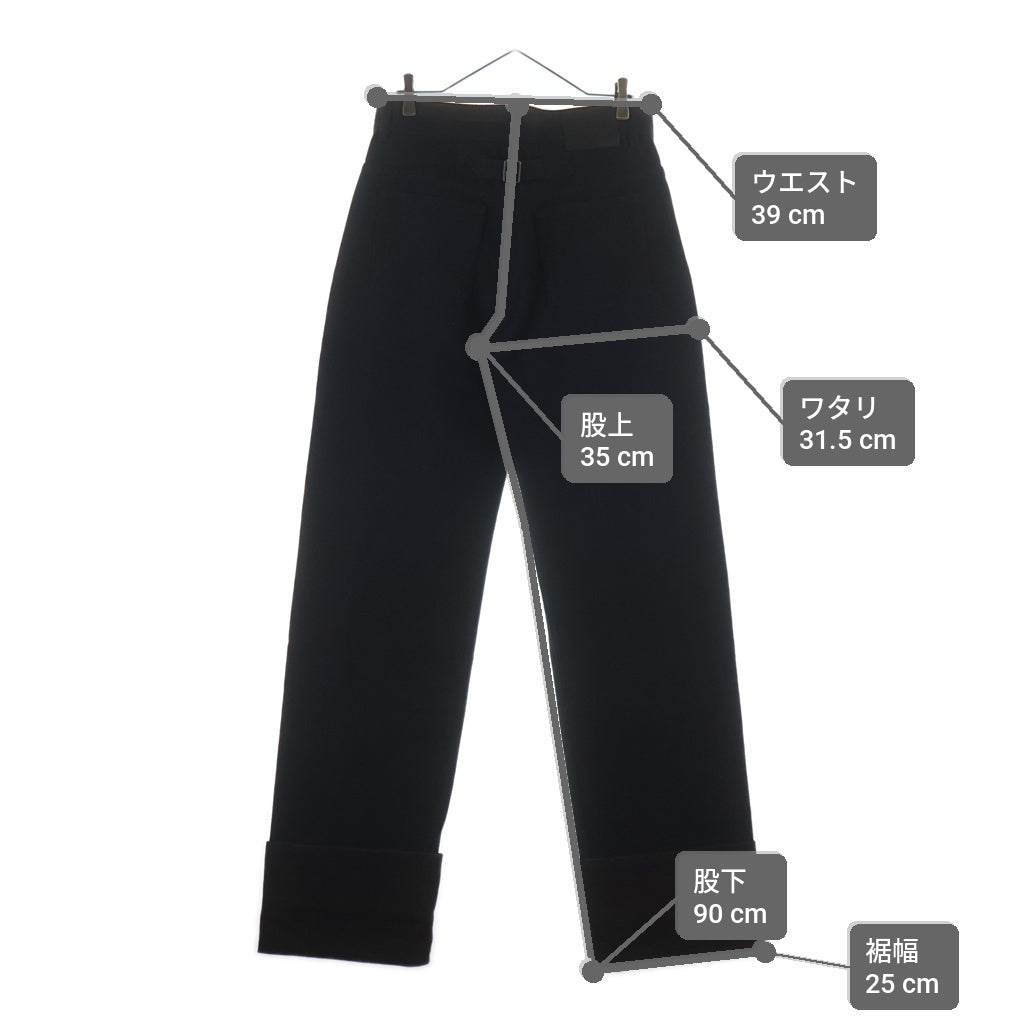 LOEWE(ロエベ) TURN UP JEANS ターンアップ ロールアップ ロゴデザイン デニムパンツ ブラック H526Y11X90