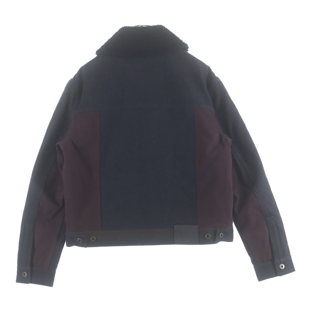 LOEWE(ロエベ) PANELLED DENIM JACKET パネルド キルティング ボアカラー デニムジャケット ブラック H526Y50X27