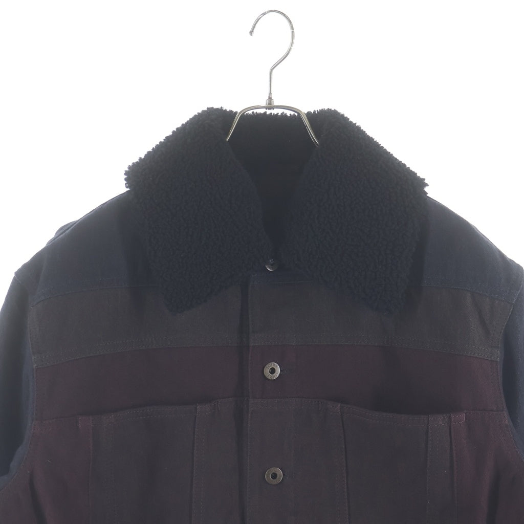 LOEWE(ロエベ) PANELLED DENIM JACKET パネルド キルティング ボアカラー デニムジャケット ブラック H526Y50X27