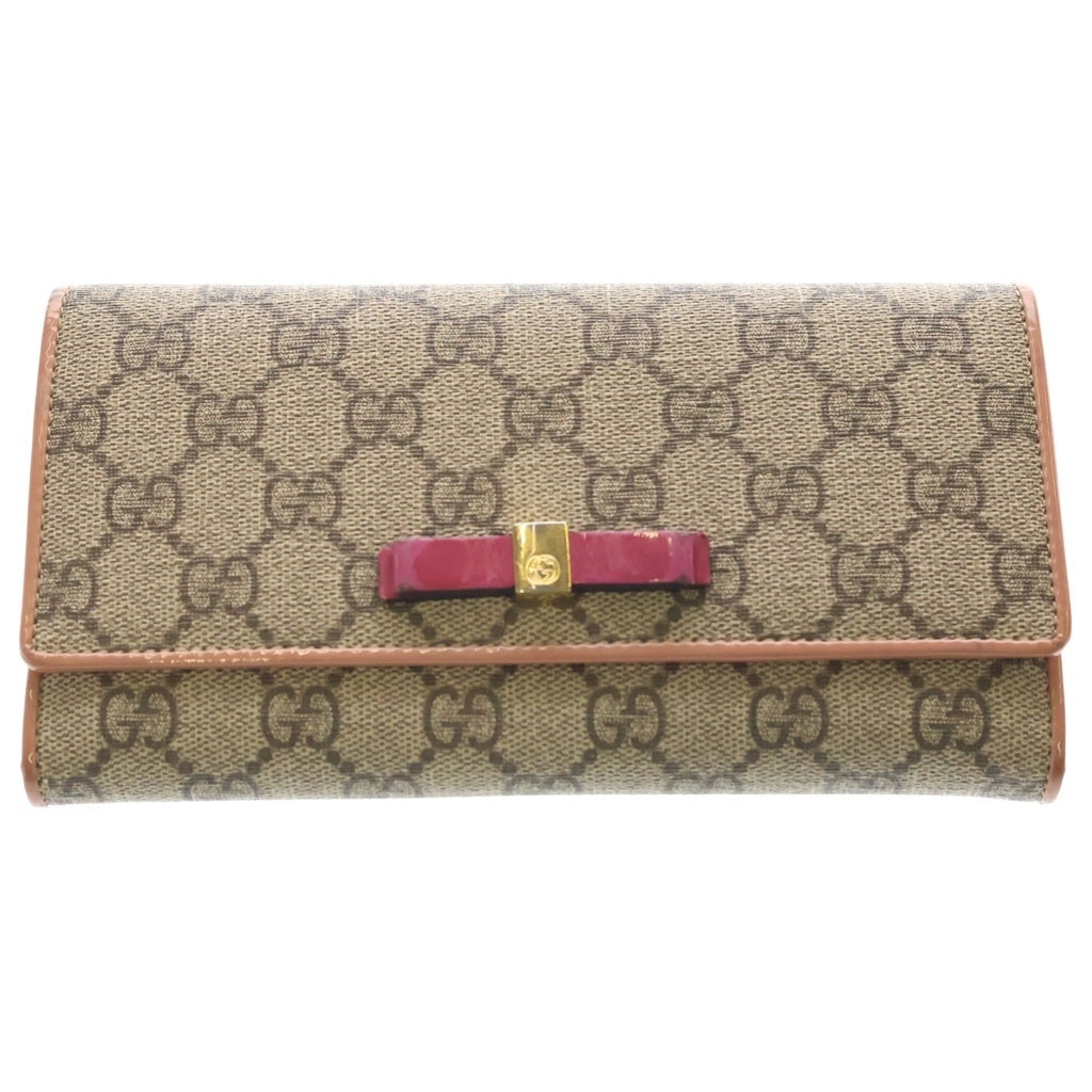 GUCCI(グッチ) レザー GGスプリーム ゴールド金具 二つ折り長財布 ウォレット 388679-2067 レディース