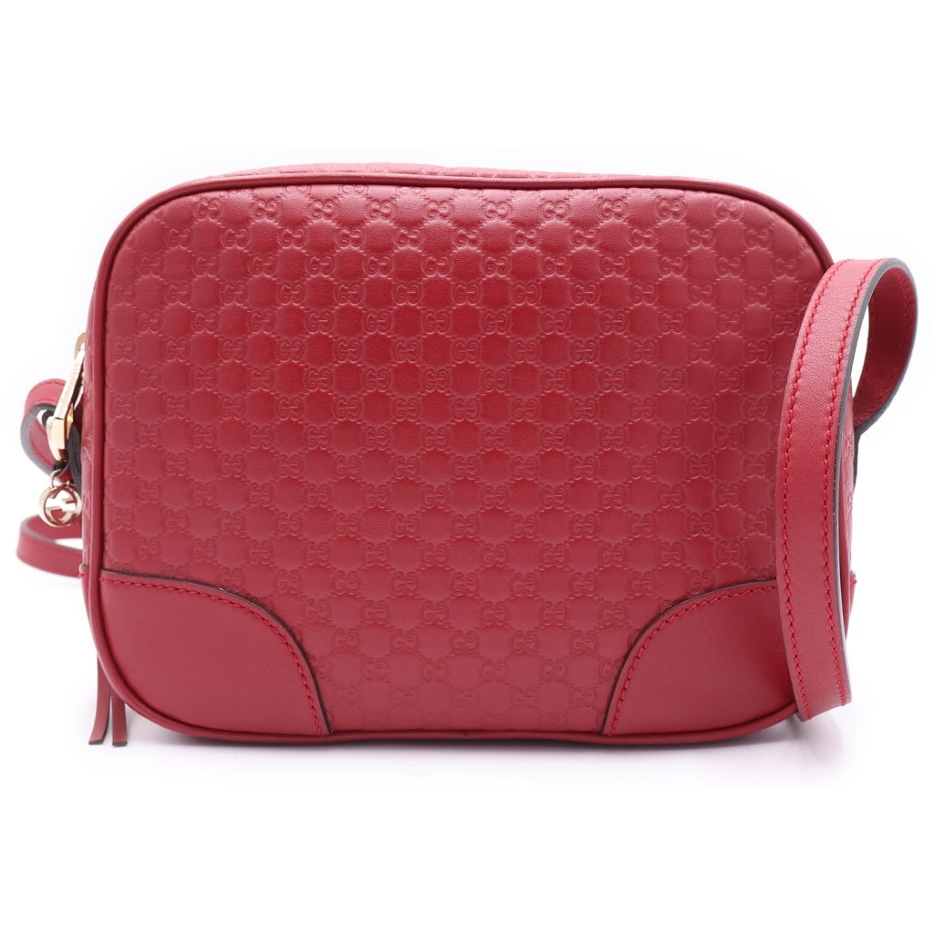 GUCCI(グッチ) レザー マイクログッチシマ GGスプリーム スクエアショルダーバッグ レッド 449413 レディース
