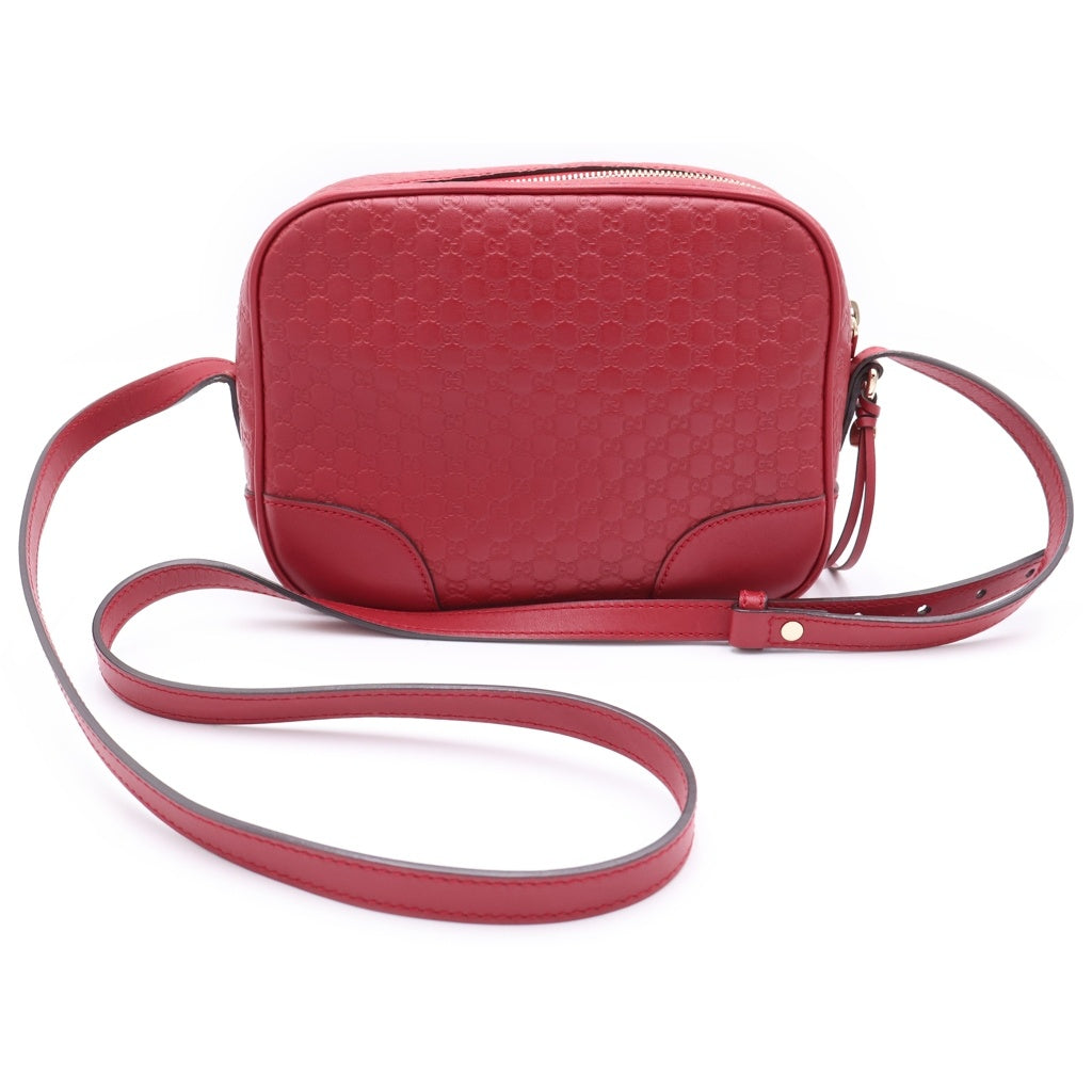 GUCCI(グッチ) レザー マイクログッチシマ GGスプリーム スクエアショルダーバッグ レッド 449413 レディース