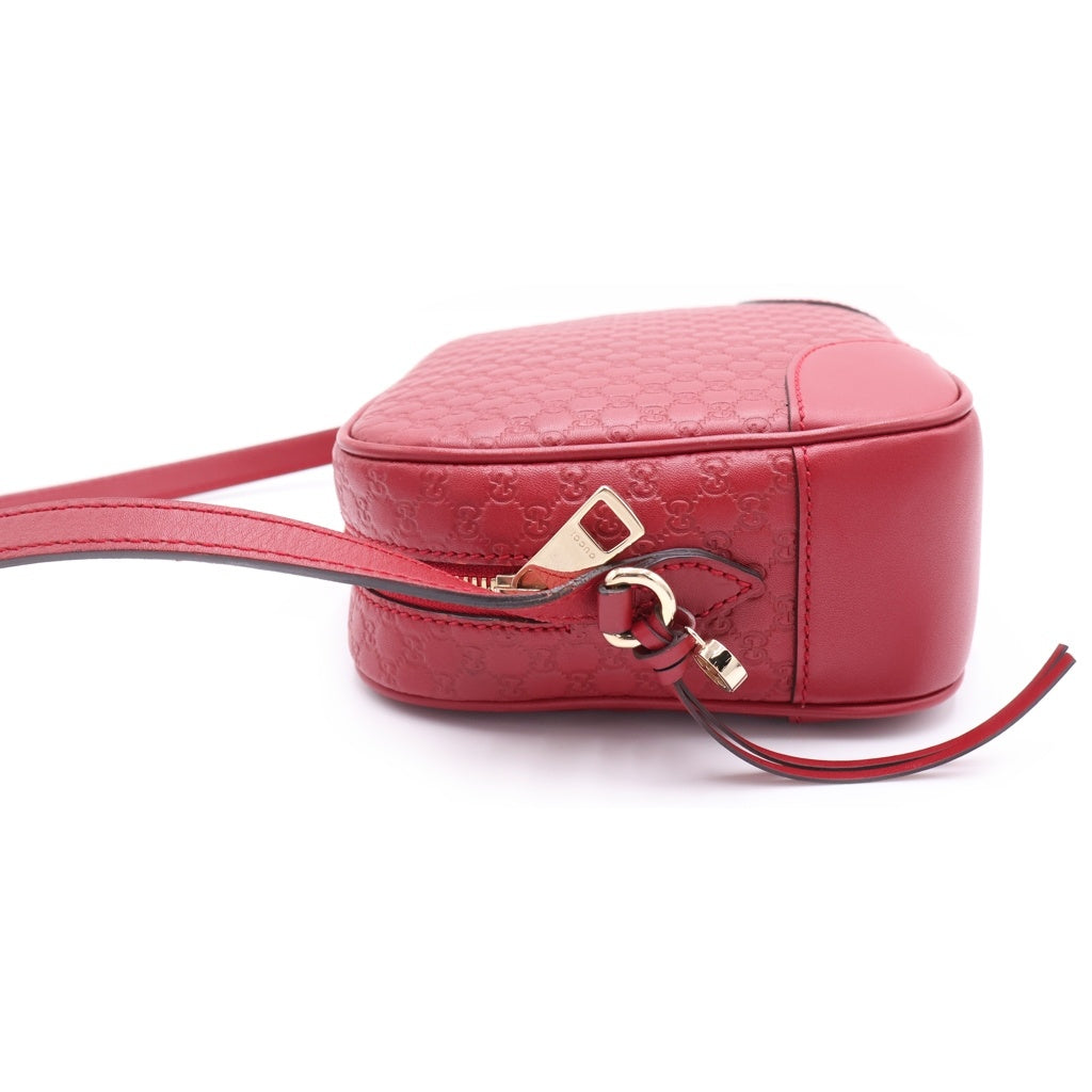 GUCCI(グッチ) レザー マイクログッチシマ GGスプリーム スクエアショルダーバッグ レッド 449413 レディース