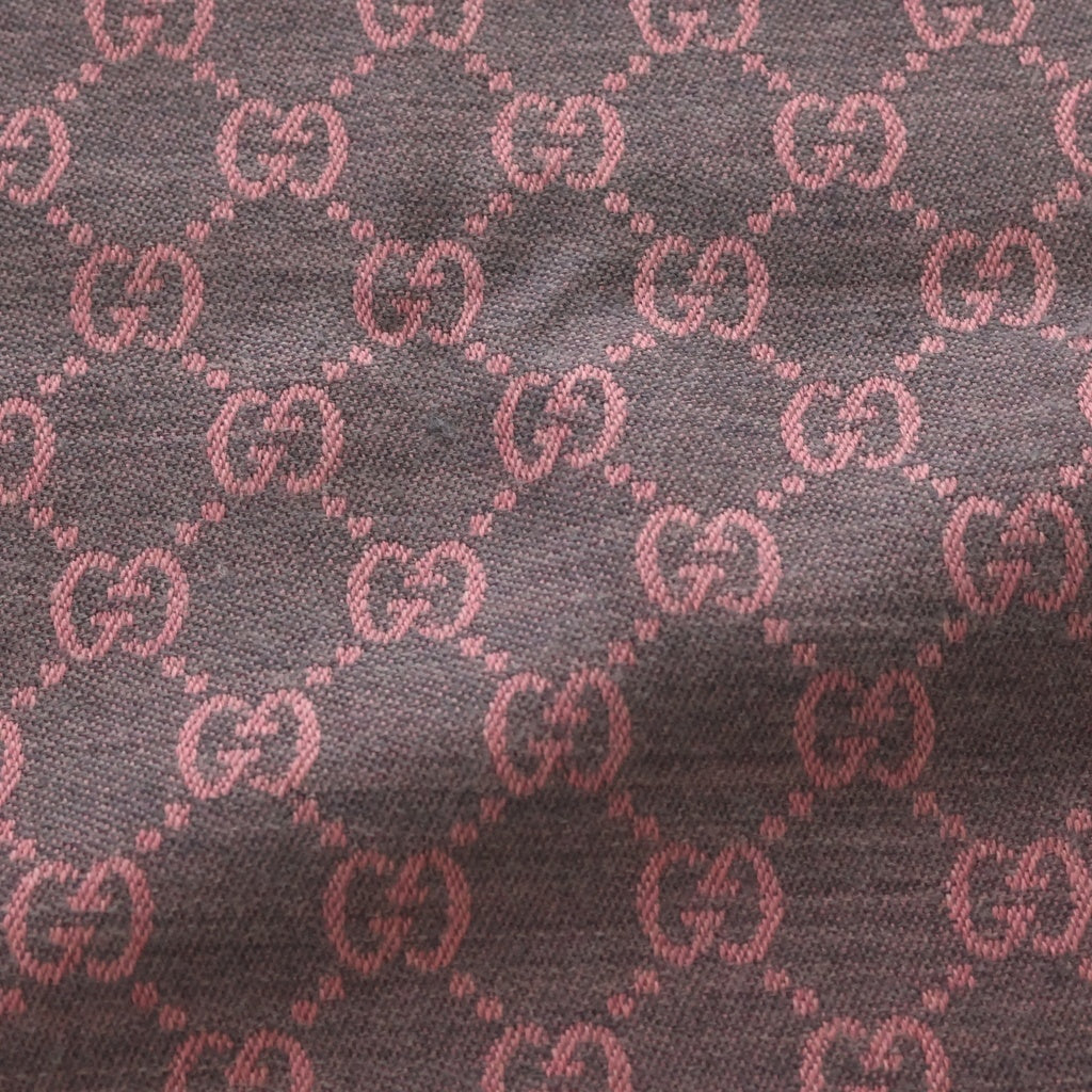 GUCCI(グッチ) GGウール ロゴプリント フリンジマフラー ストール ピンク 133483 3G200 レディース