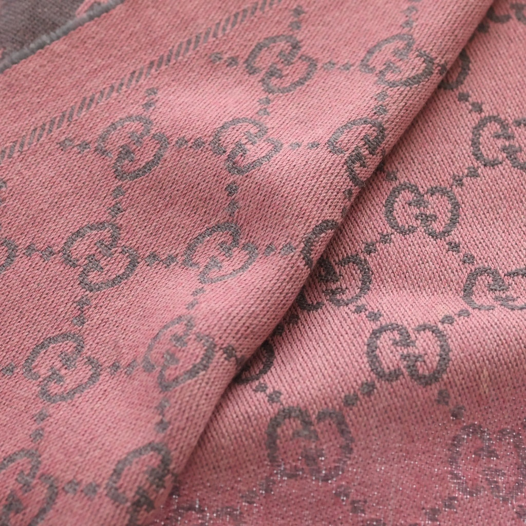 GUCCI(グッチ) GGウール ロゴプリント フリンジマフラー ストール ピンク 133483 3G200 レディース