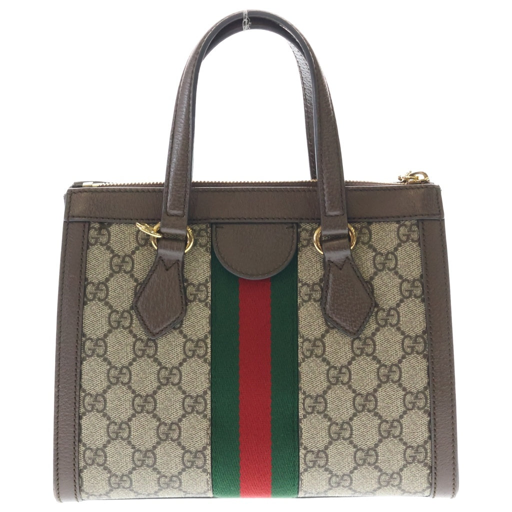 GUCCI(グッチ) GGスプリーム オフィディア ゴールドロゴ金具 2WAY ショルダー ハンドバッグ ブラウン 547551 レディース