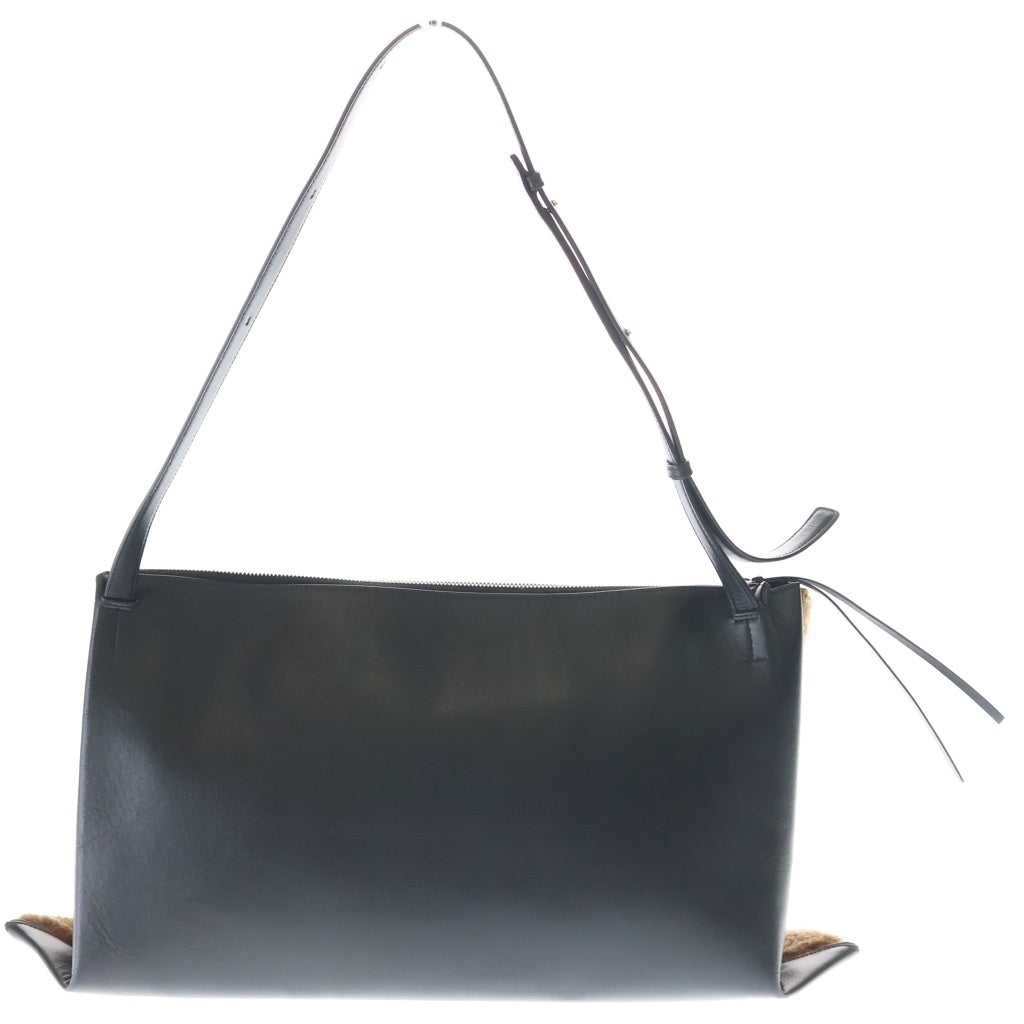 JIL SANDER(ジルサンダー) Empress シアリング レザーショルダーバッグ ブラック/ブラウン レディース