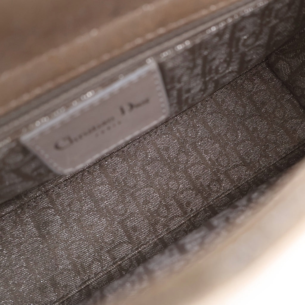 Christian Dior(クリスチャンディオール) レディ ディオール ミニ チャーム付き パイソンハンドル ハンドバッグ シルバー レディース