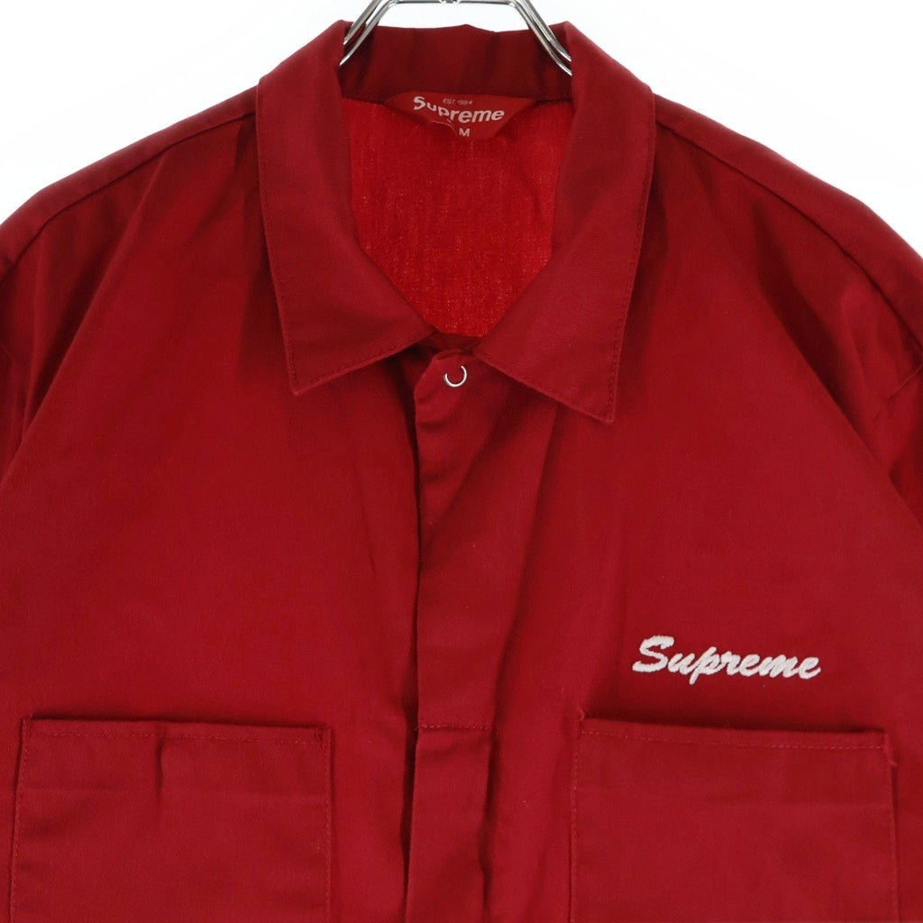 SUPREME(シュプリーム) 17SS SS Coveralls エンブロイダリーロゴデザイン 半袖カバーオール つなぎ レッド