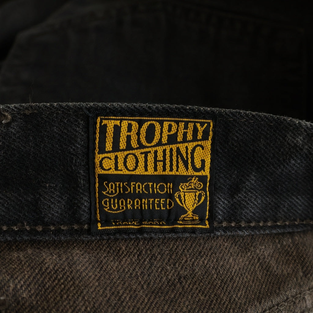 TROPHY CLOTHING(トロフィークロージング) コットン ボタンフライ ストレートデニムパンツ ブラック