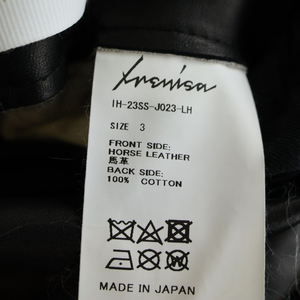 IRENISA(イレニサ) 23SS REVERSIBLE SHORT-SLEEVED LEATHER JACKET リバーシブル 半袖レザージャケット ブラック IH-23SS-J023-LH