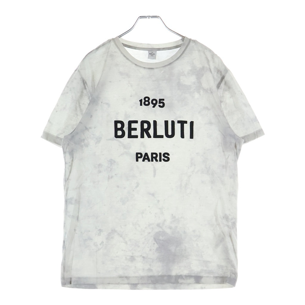 Berluti(ベルルッティ) タイダイ フロントロゴエンブロイダリー クルーネック半袖Tシャツ カットソー グレー