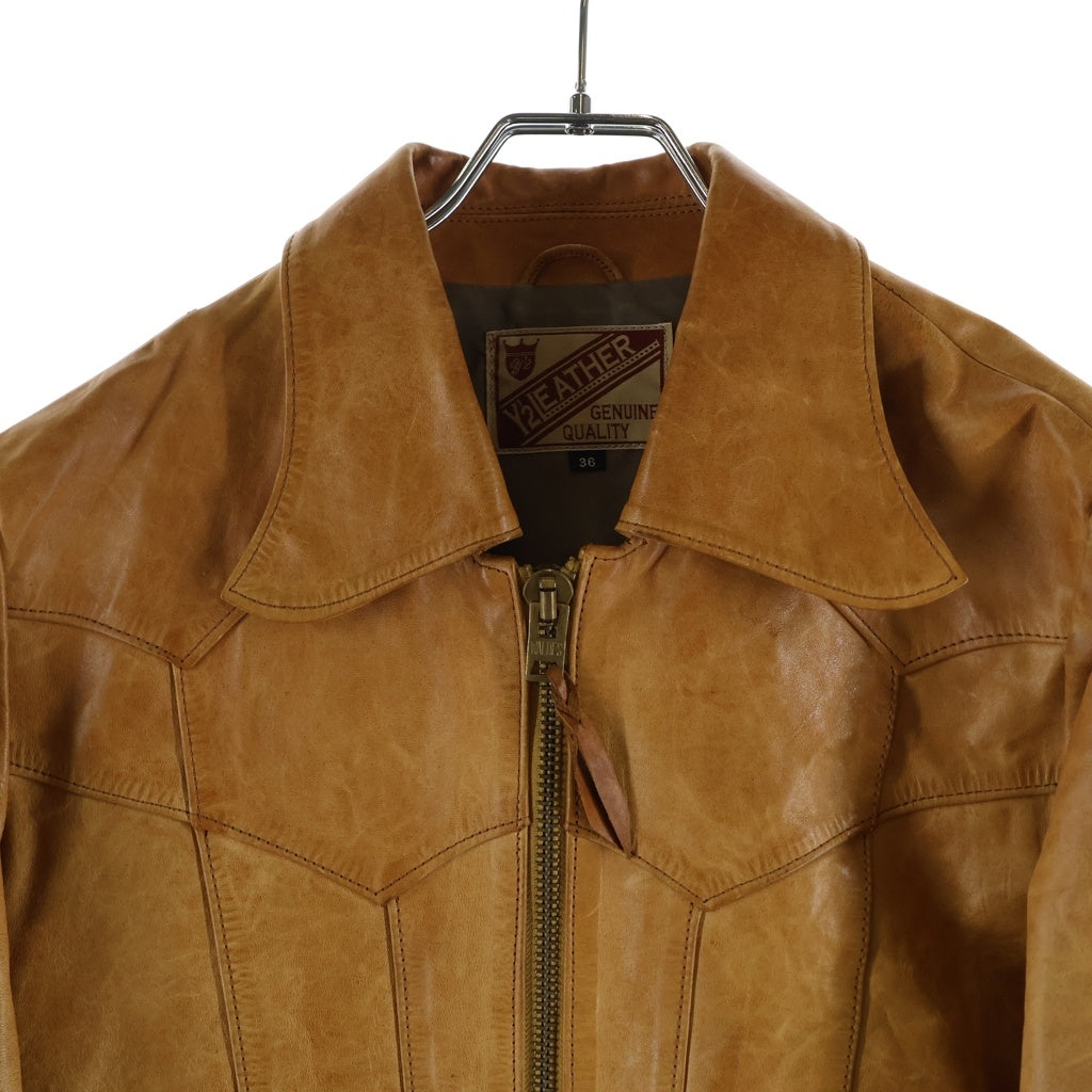 Y'2 LEATHER(ワイツーレザー) PONY HIDE ポニーハイド ジップアップ レザージャケット ブラウン