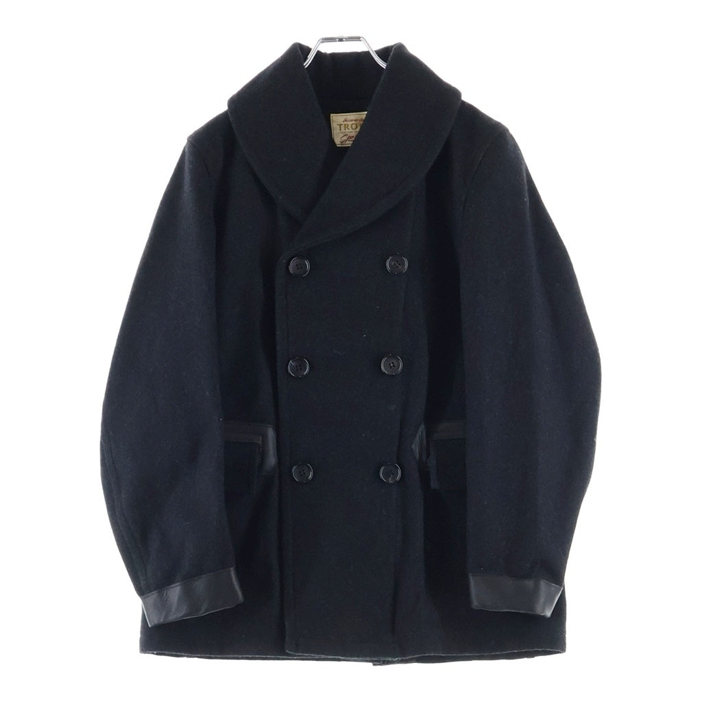 TROPHY CLOTHING(トロフィークロージング) ウール ダブルブレスト Pコート ジャケット ブラック