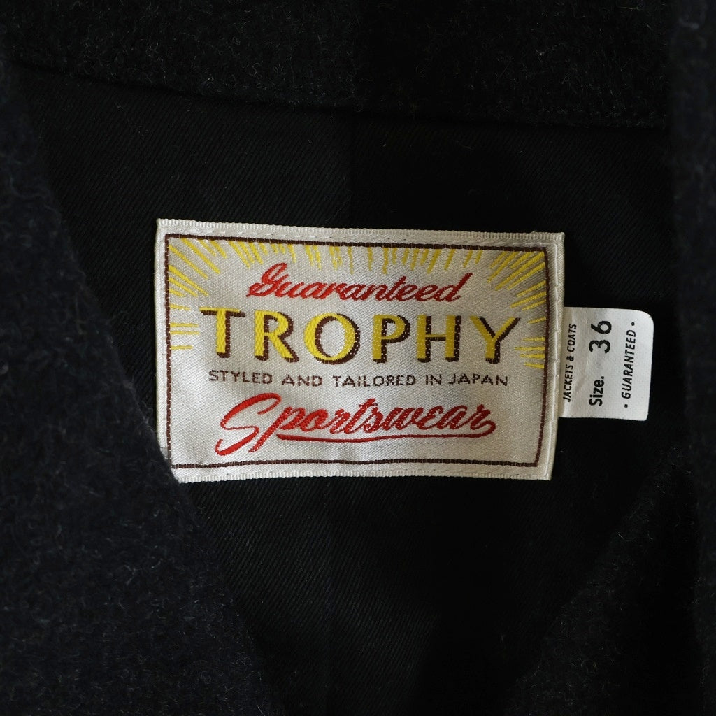 TROPHY CLOTHING(トロフィークロージング) ウール ダブルブレスト Pコート ジャケット ブラック