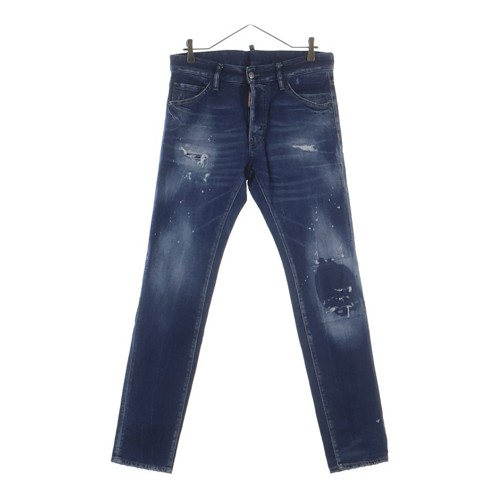 DSQUARED2(ディースクエアード) コットン ダメージ加工 スリムフィット デニムパンツ インディゴ S71LB0723