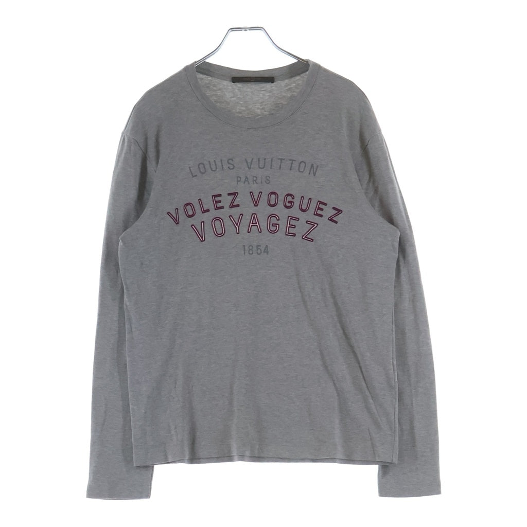 LOUIS VUITTON(ルイヴィトン) 16AW VOLEZ VOGUEZ VOYAGEZ フロントプリント クルーネック長袖Tシャツ カットソー グレー RM162M CMS HAY03W