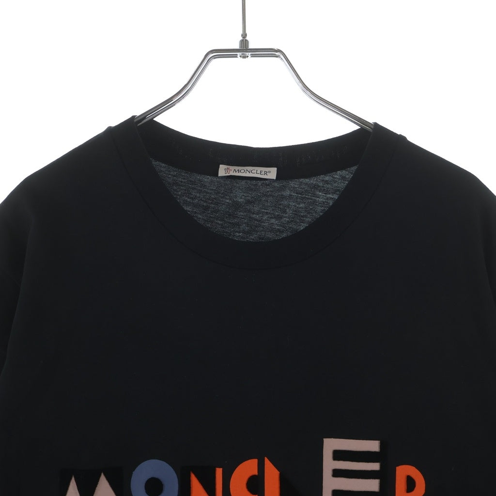 MONCLER(モンクレール) 20AW MAGLIA マグリア フロントロゴプリント クルーネック半袖Tシャツ カットソー ブラック F20918C76510