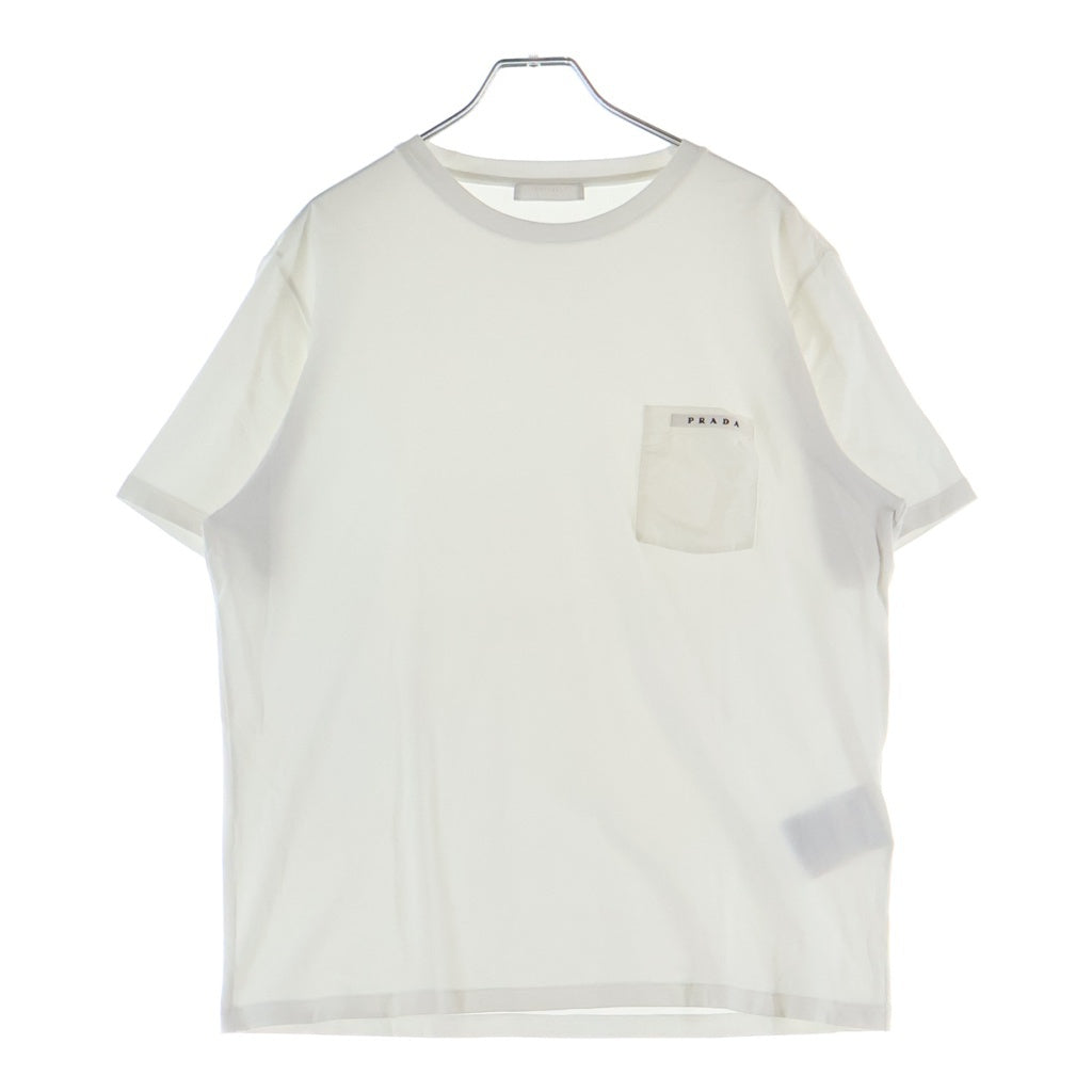 PRADA(プラダ) ポケットロゴプリント クルーネック半袖Tシャツ カットソー ホワイト SJN250 R192