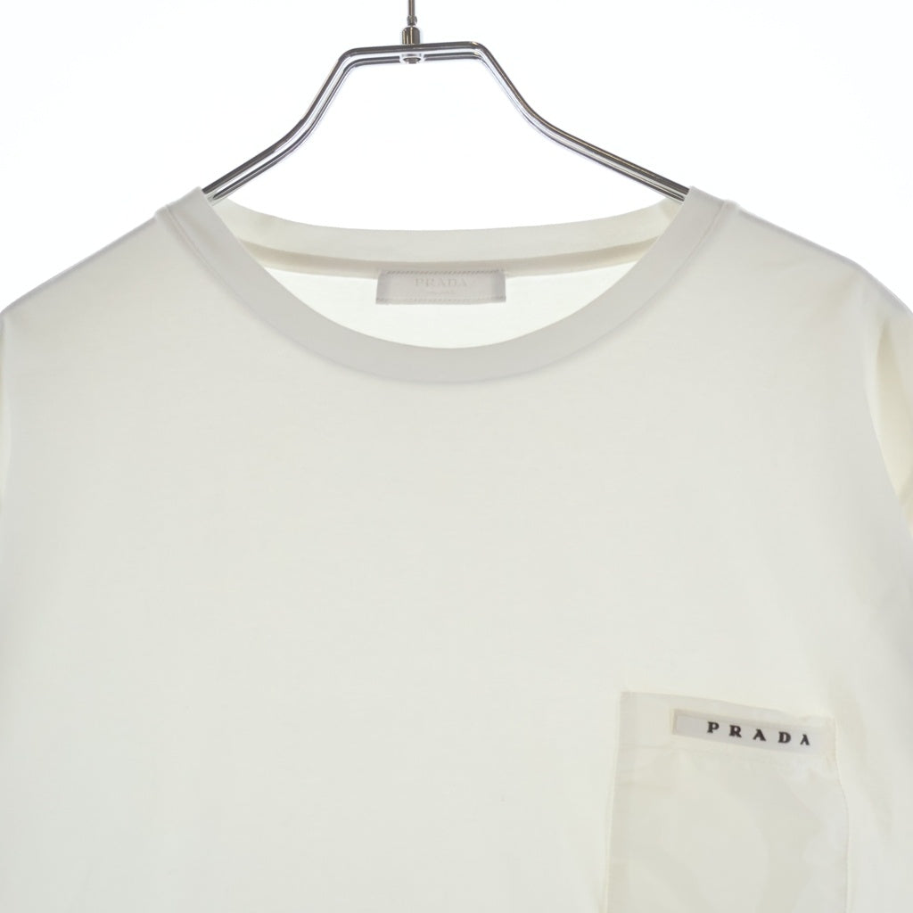 PRADA(プラダ) ポケットロゴプリント クルーネック半袖Tシャツ カットソー ホワイト SJN250 R192