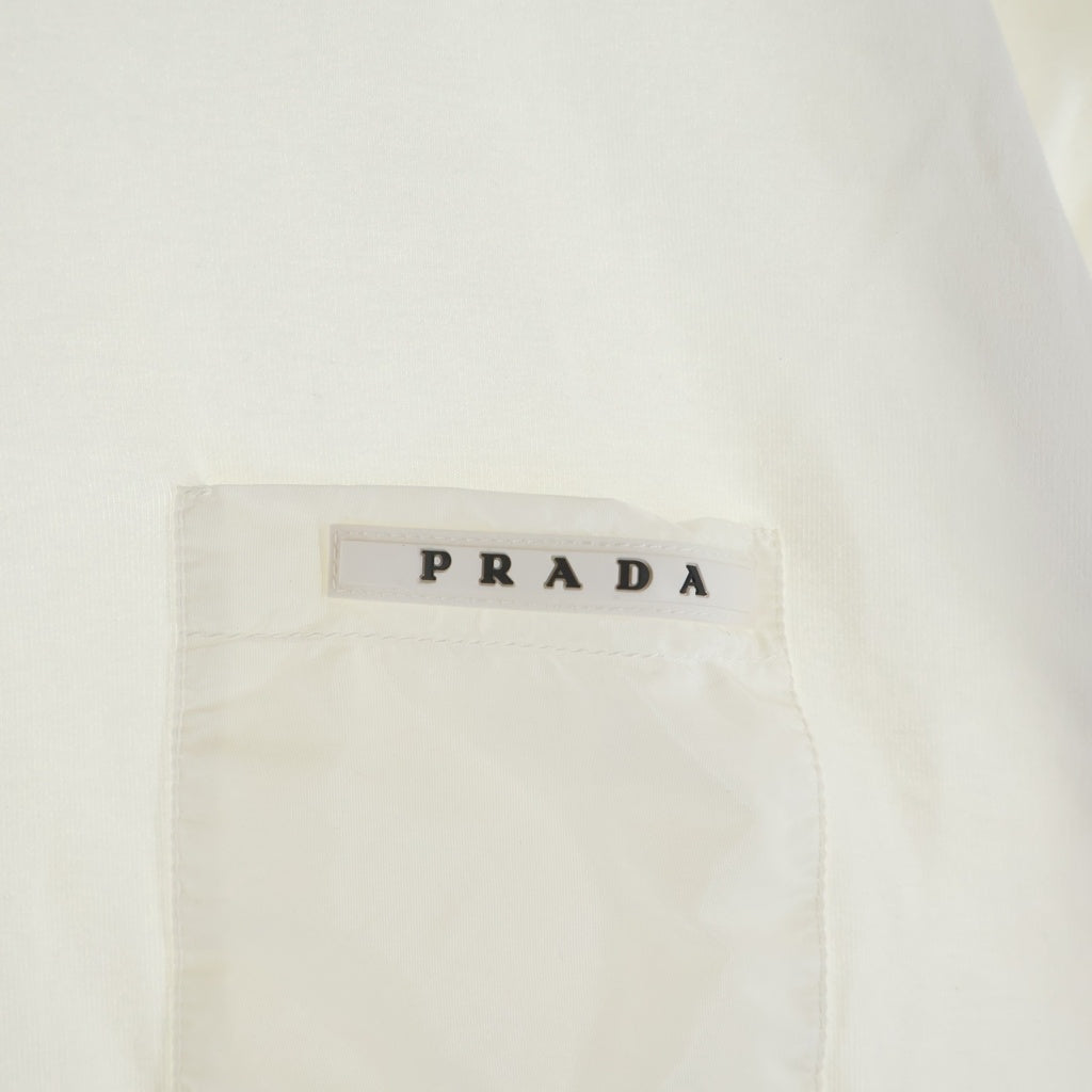 PRADA(プラダ) ポケットロゴプリント クルーネック半袖Tシャツ カットソー ホワイト SJN250 R192