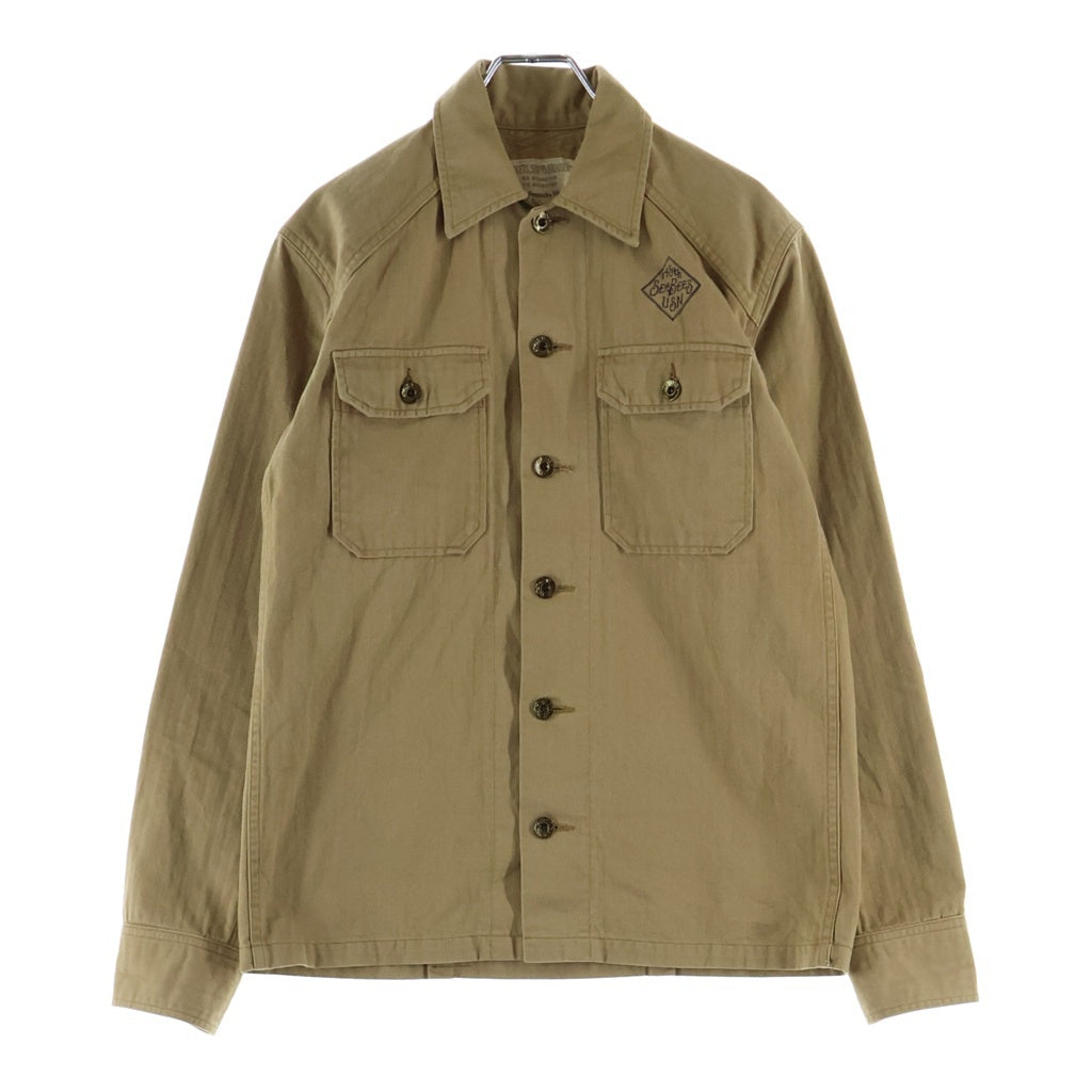 TROPHY CLOTHING(トロフィークロージング) コットン ヘリンボーン シャツジャケット ベージュ