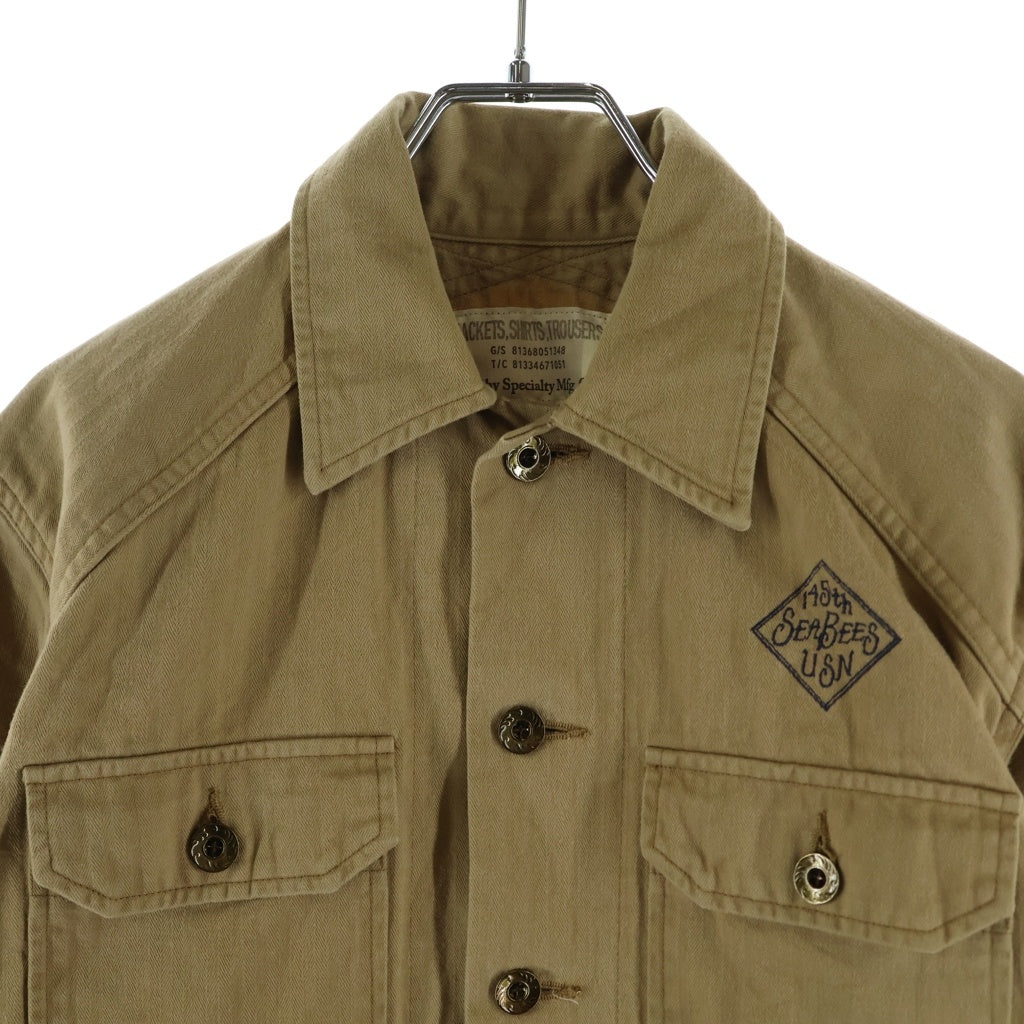 TROPHY CLOTHING(トロフィークロージング) コットン ヘリンボーン シャツジャケット ベージュ