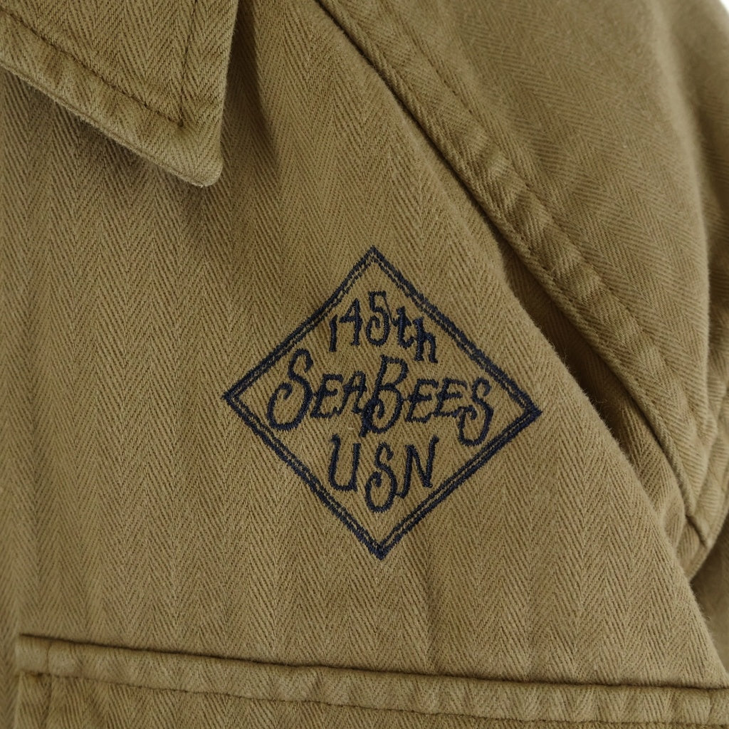 TROPHY CLOTHING(トロフィークロージング) コットン ヘリンボーン シャツジャケット ベージュ