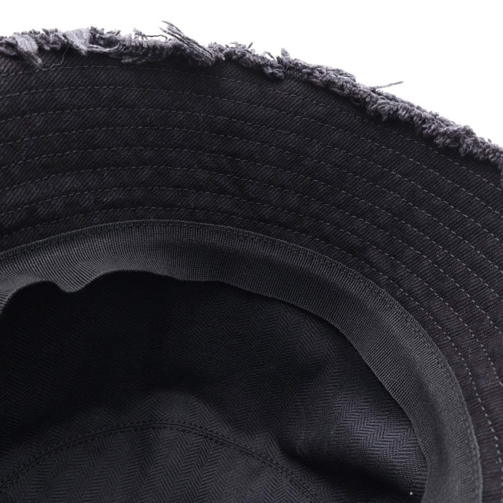 LOEWE(ロエベ) FRAYED BUCKET HAT ステッチブリム フリンジ レザーパッチ バケットハット 帽子 ブラック K820HB1X20 レディース
