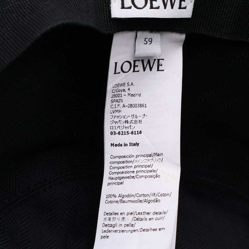 LOEWE(ロエベ) FRAYED BUCKET HAT ステッチブリム フリンジ レザーパッチ バケットハット 帽子 ブラック K820HB1X20 レディース
