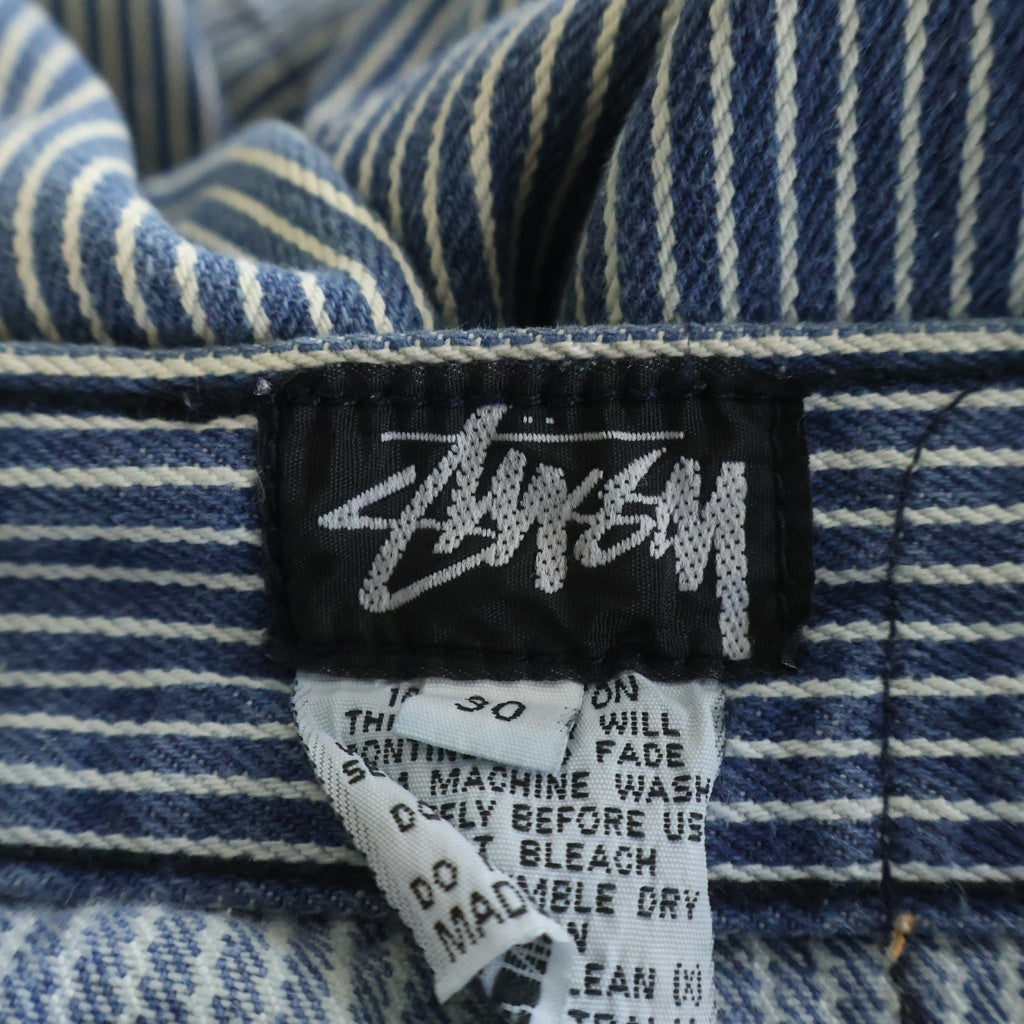 STUSSY(ステューシー) 80-90S OLD オーストラリア製 ストライプ ペインター ワイドパンツ ブルー