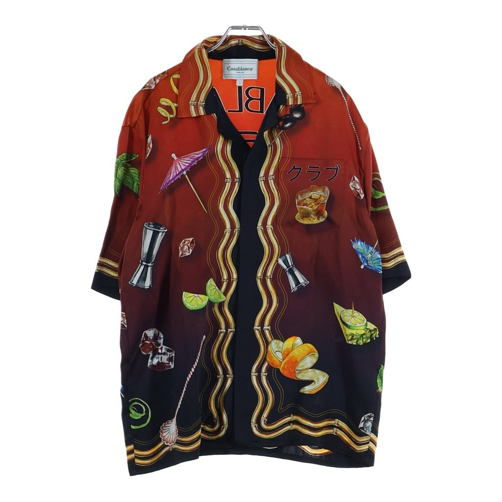 CASABLANCA(カサブランカ) SILK SATIN CUBAN COLLAR SHORT SLEEVE SHIRT オープンカラー クラブ 半袖シルクシャツ マルチカラー MS22-TR-012