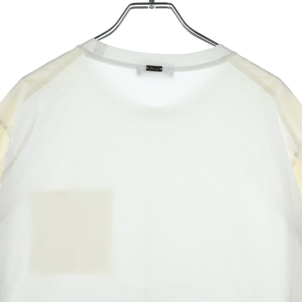 HERNO(ヘルノ) 胸ポケットデザイン クルーネック カットソー 半袖Tシャツ ホワイト JG000137U-52003-1000