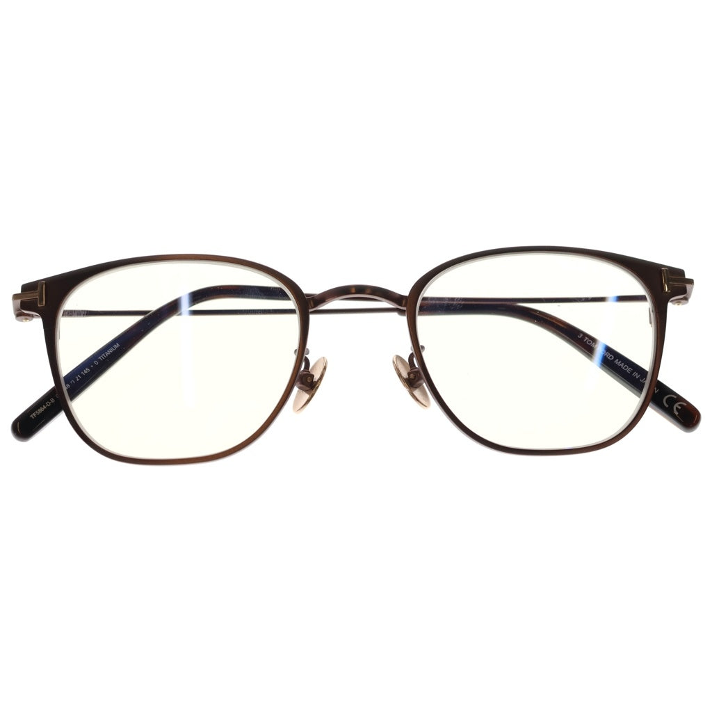 TOM FORD(トムフォード) クラシカルシェイプ メタルフレーム ブルーライトカットレンズ メガネ サングラス 眼鏡 ブラウン TF5864-D-8