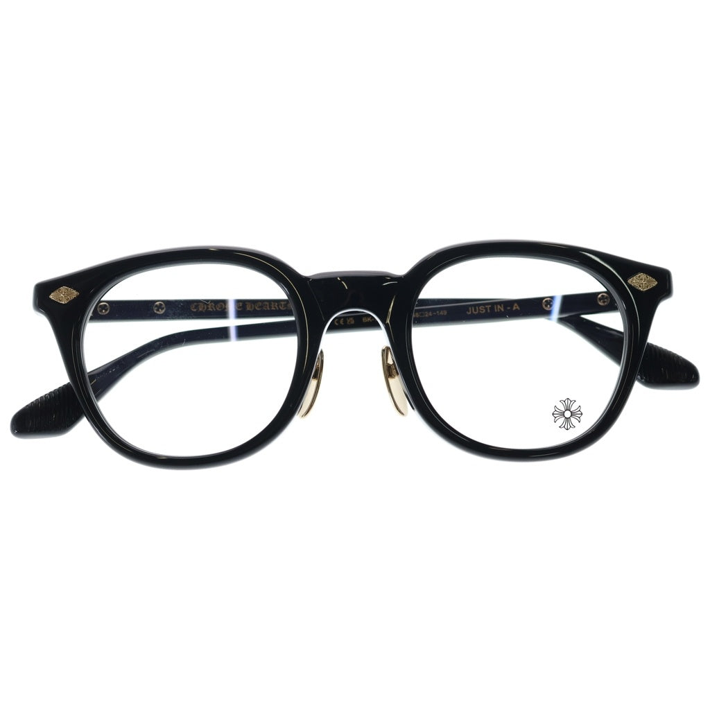 CHROME HEARTS(クロムハーツ) JUST IN-A オーバル装飾 ウェリントンフレーム サングラス メガネ ブラック/ゴールド