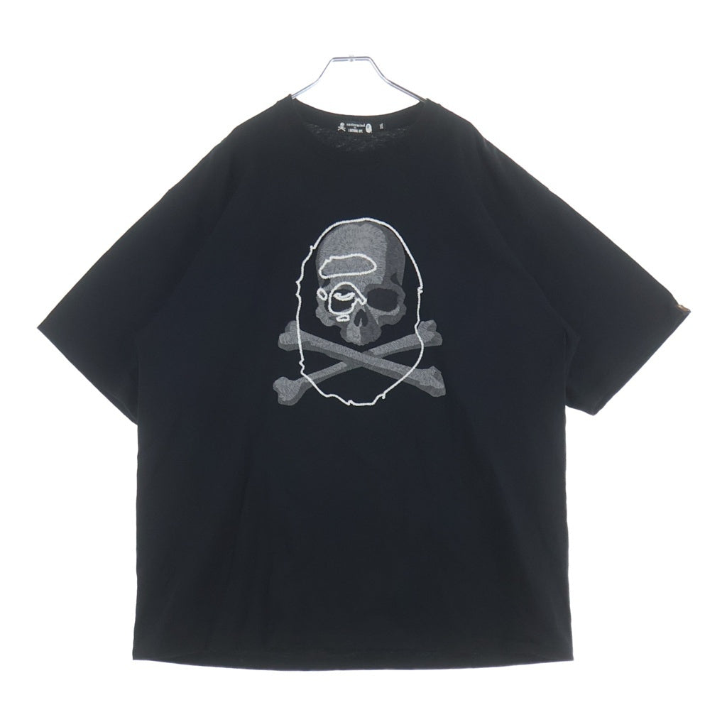 A BATHING APE(アベイシングエイプ) ×MASTERMIND マスターマインド スカル 両面プリントロゴプリント コットン クルーネック 半袖Tシャツ カットソー ブラック