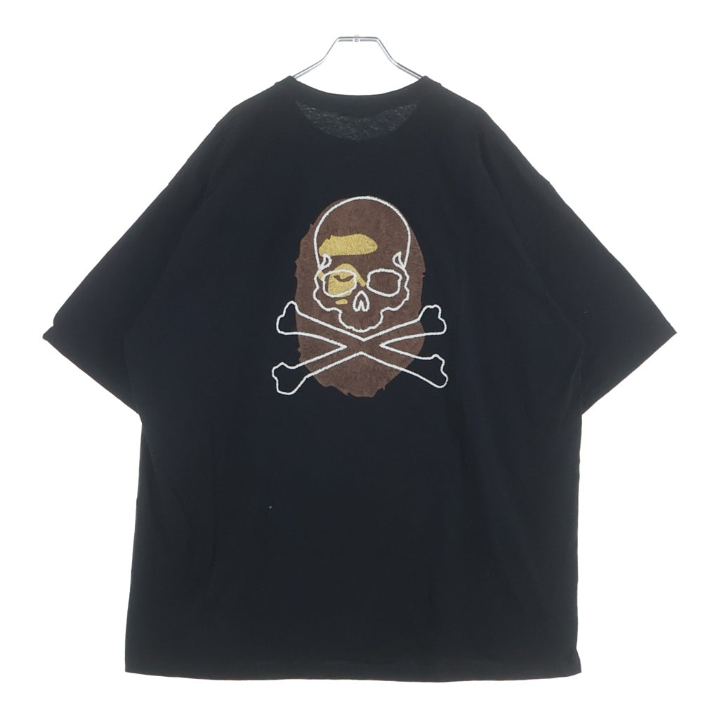 A BATHING APE(アベイシングエイプ) ×MASTERMIND マスターマインド スカル 両面プリントロゴプリント コットン クルーネック 半袖Tシャツ カットソー ブラック