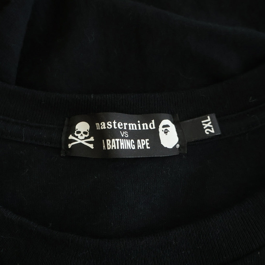 A BATHING APE(アベイシングエイプ) ×MASTERMIND マスターマインド スカル 両面プリントロゴプリント コットン クルーネック 半袖Tシャツ カットソー ブラック