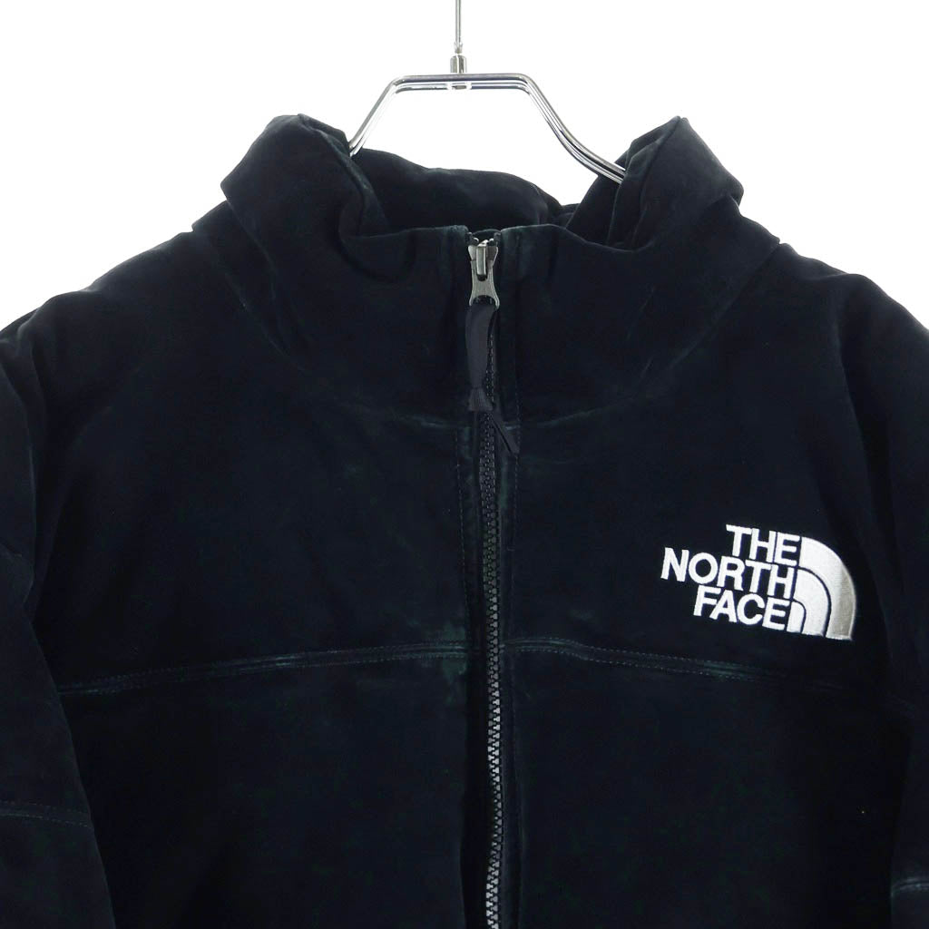 THE NORTH FACE(ザノースフェイス) 23AW ×SUPREME Suede Nuptse Jacket シュプリーム ロゴエンブロイダリー スエード ヌプシ ダウンジャケット ブラック NF0A875N