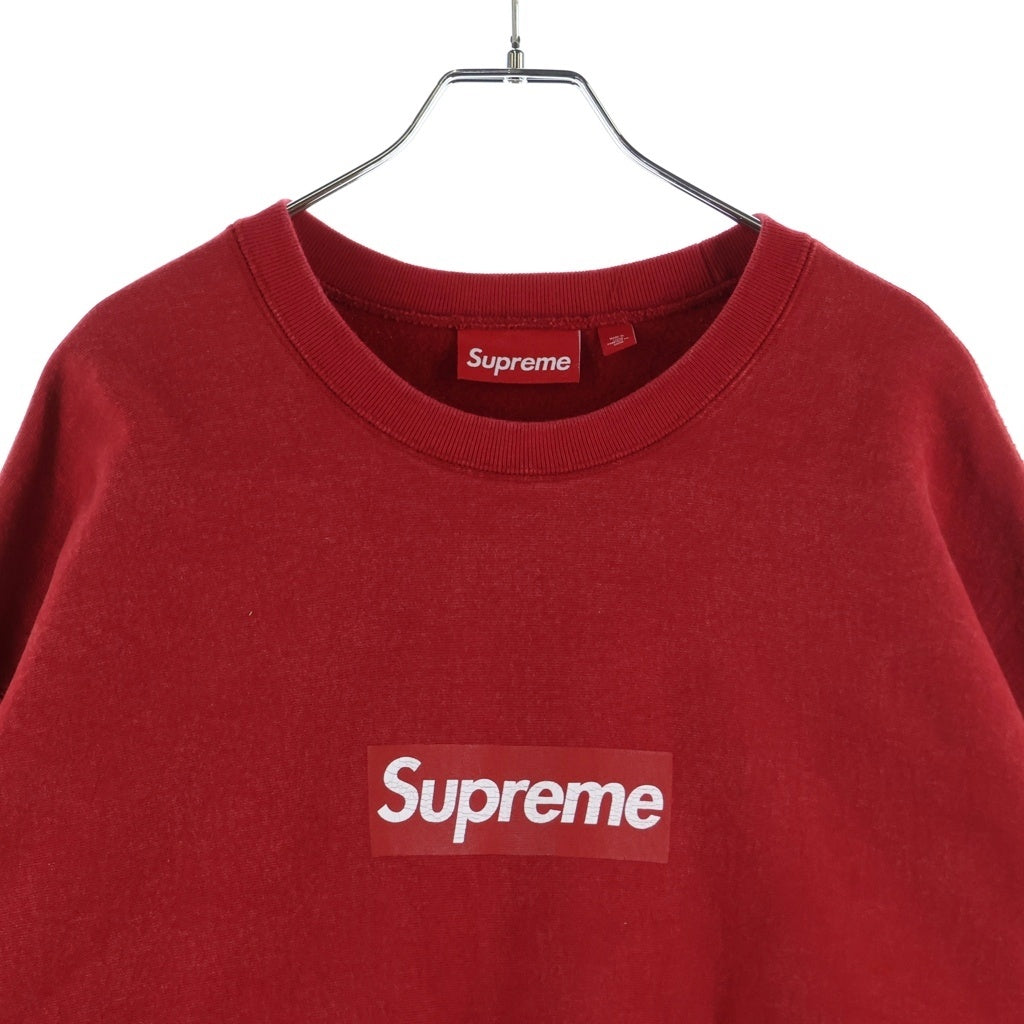 SUPREME(シュプリーム) 25SS Washed Box Logo Crewneck ウォッシュ加工 ボックスロゴ クルーネックプルオーバースウェットシャツ トレーナー レッド