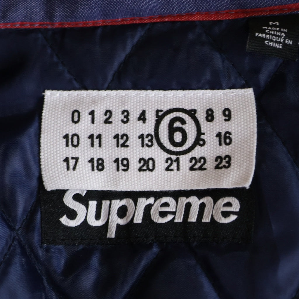 SUPREME(シュプリーム) 24SS ×MM6 Maison Margiela Padded Shirt メゾンマルジェラ ストライプ パデッドシャツ ジャケット ネイビー/レッド