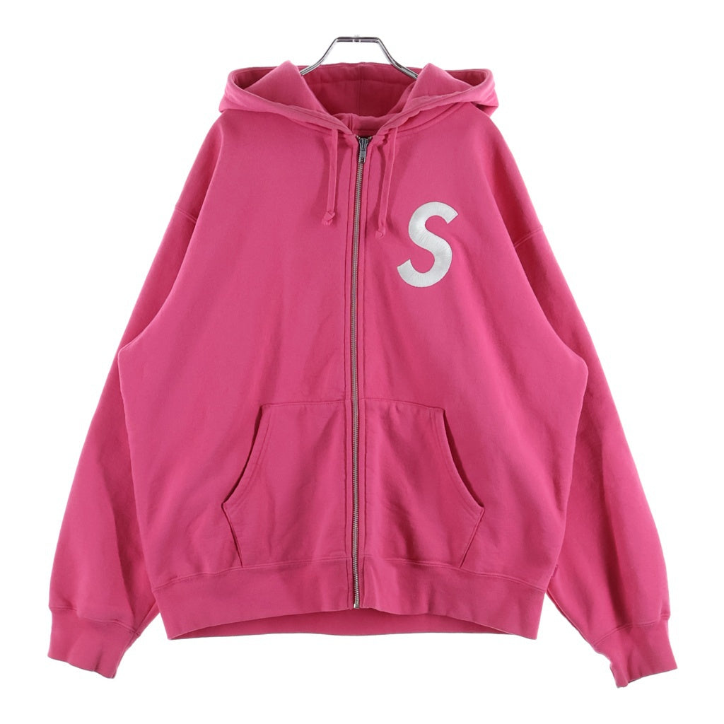 SUPREME(シュプリーム) 23AW S Logo Zip Up Hooded Sweatshirt ロゴ刺繍 ジップアップ フーデッ スウェット パーカー ピンク