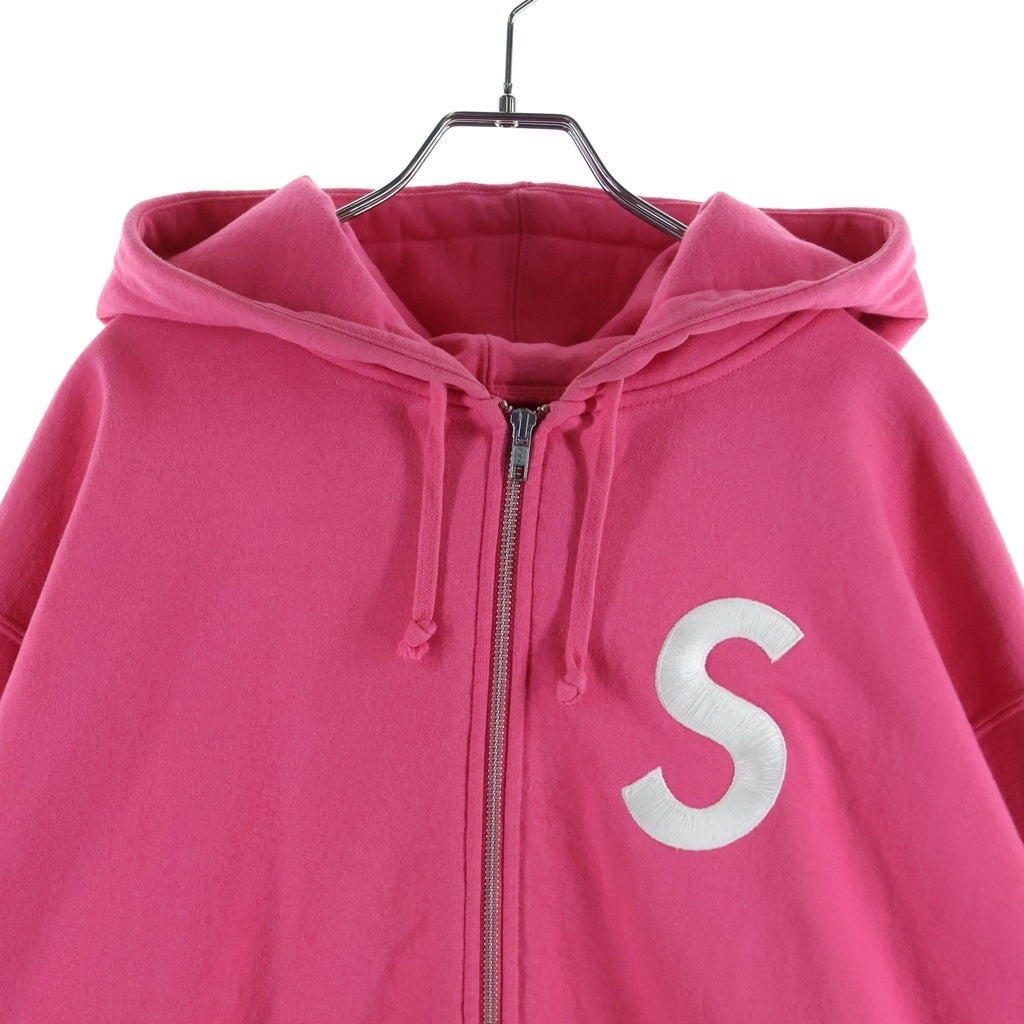 SUPREME(シュプリーム) 23AW S Logo Zip Up Hooded Sweatshirt ロゴ刺繍 ジップアップ フーデッ スウェット パーカー ピンク