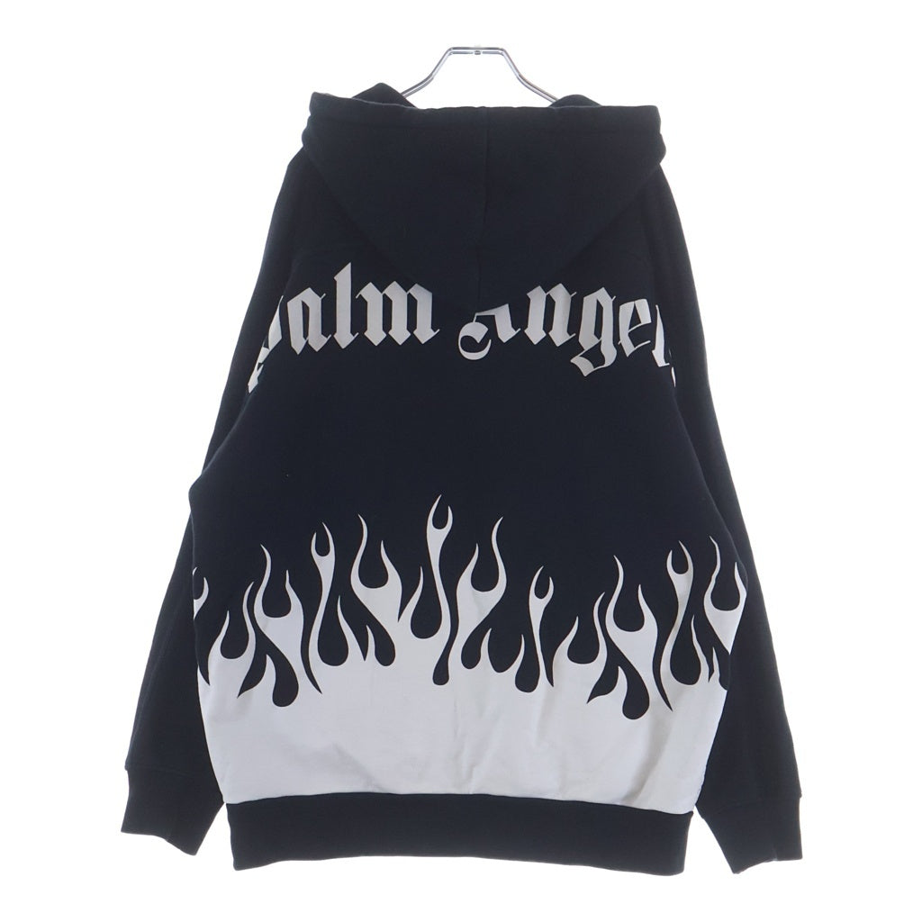 Palm Angels(パームエンジェルス) ファイアーパターン プルオーバースウェットパーカー フーディー ブラック PMBB074R20636001
