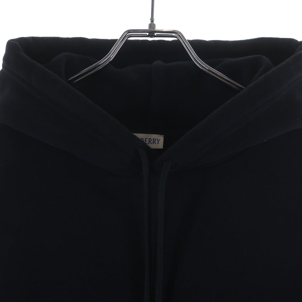 BURBERRY(バーバリー) ノヴァチェックラベル コットン プルオーバーフーディー パーカー ブラック 8105364