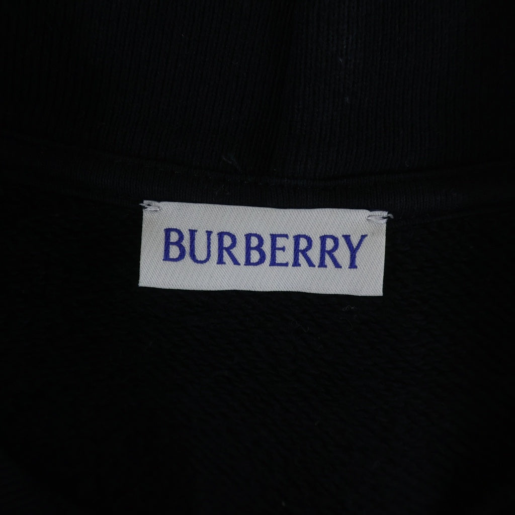 BURBERRY(バーバリー) ノヴァチェックラベル コットン プルオーバーフーディー パーカー ブラック 8105364