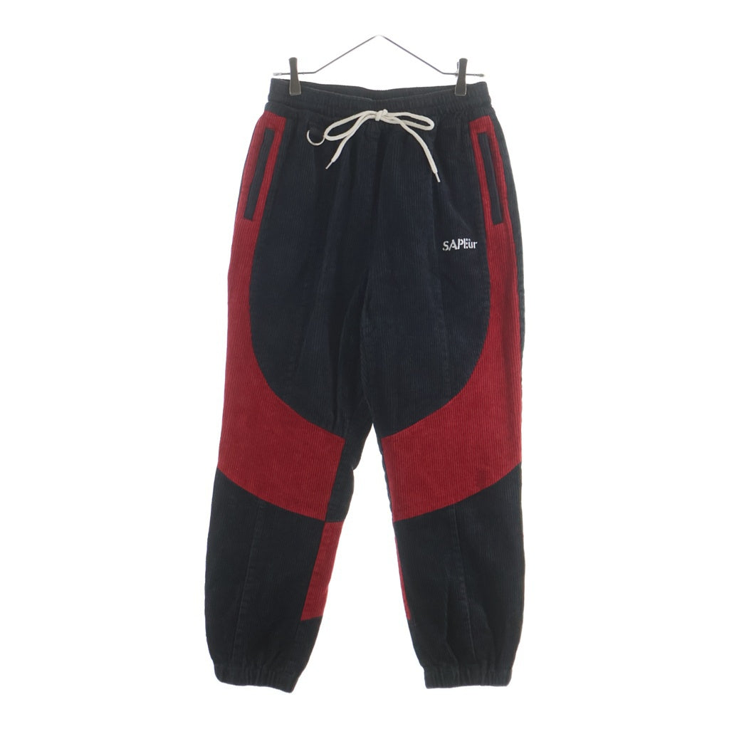 SAPEur(サプール) CORDUROY TRACK PANTS コーデュロイ イージートラックパンツ ブラック/レッド A0023-488