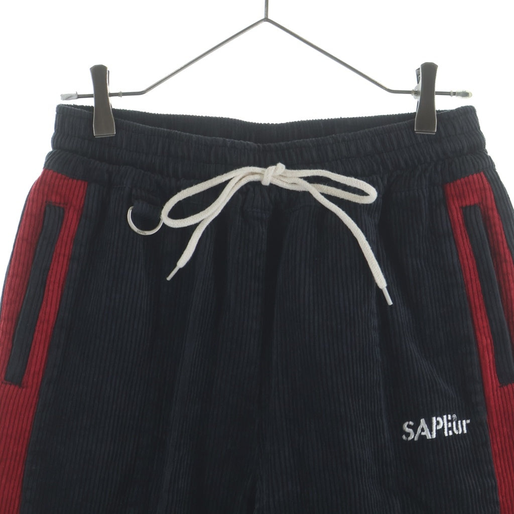 SAPEur(サプール) CORDUROY TRACK PANTS コーデュロイ イージートラックパンツ ブラック/レッド A0023-488