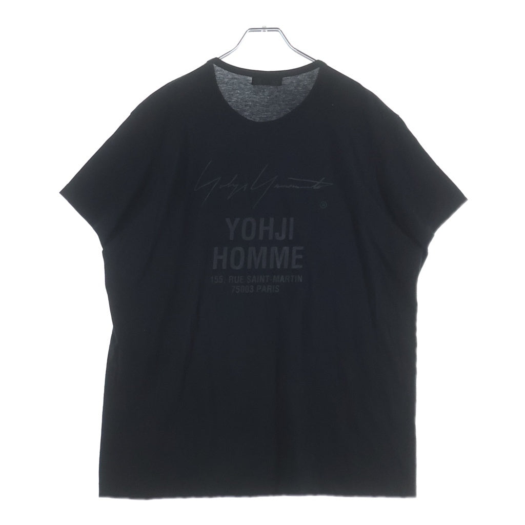 Yohji Yamamoto POUR HOMME(ヨウジヤマモト プールオム) 17AW バックプリント クルーネック コットン 半袖スタッフTシャツ カットソー ブラック HK-T40-082